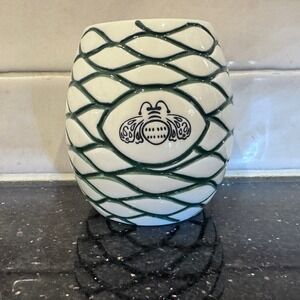 Patron Tequila Ceramic Agave Pina Planter Ice Bucket White Green Bee Logo